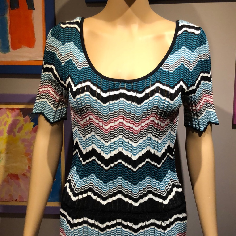 Sandro Rone Multi Color Geo Stripe Maxi Knit Dress